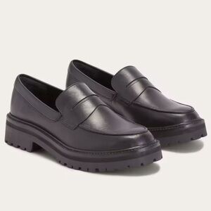 EVERLANE The Lug Loafer Black Leather Slip On Moc Toe Chunky Sole Size 9 NEW